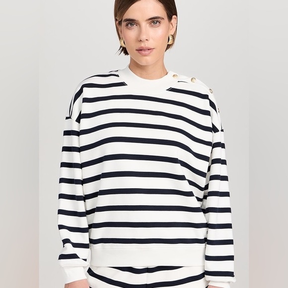 Striped Black and White Women's Crewneck - Picture 1 of 4